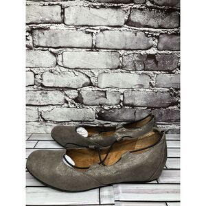 Eurosofft Pewter Shimmer Leather Lace Ballet Flats Shoes Women Sz 11M US/42EU